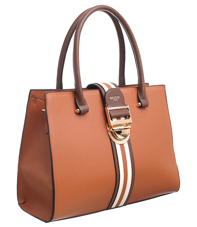 Bessie London Brown Belt Design Handbag (BB5649) Free UK