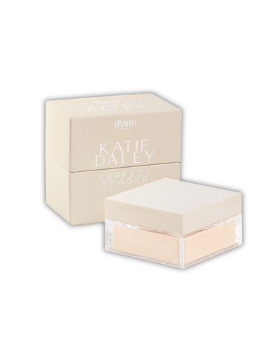 Katie Daley powder with packaging on a white background