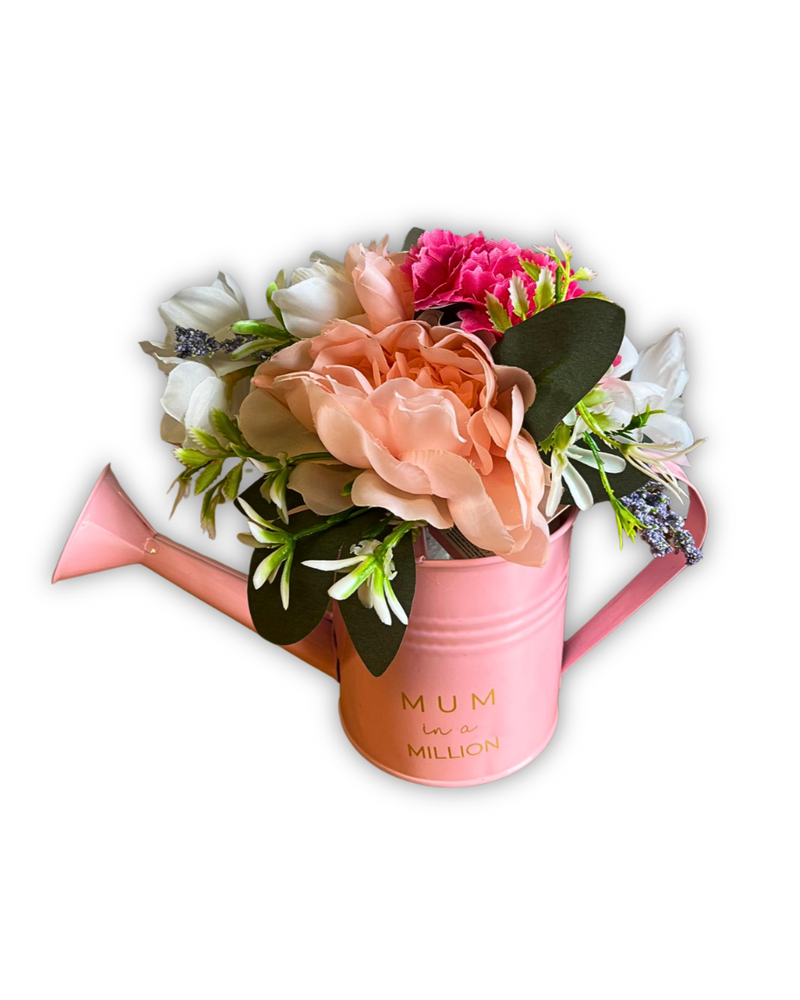 Mum in a Million Watering Can - Artificial Floral Arrangement