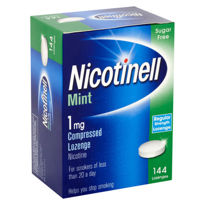 Nicotinell Mint lozenge box on a white background