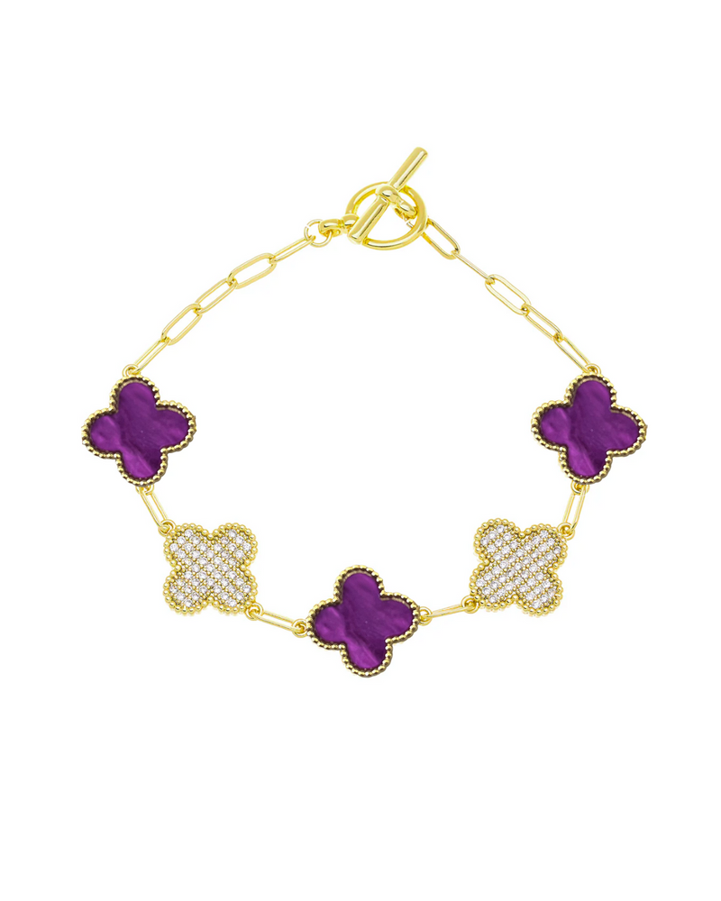 Park Lane Clover Gold Silver Bracelet – Purple