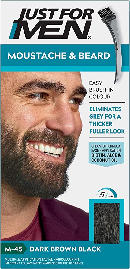 Just For Men Moustache & Beard Brush- In Colour Gel- Dark Brown- Black