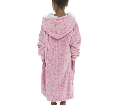 Follow That Dream - Kids Panther Print Snuggle Fleece Hoodie (Pink)