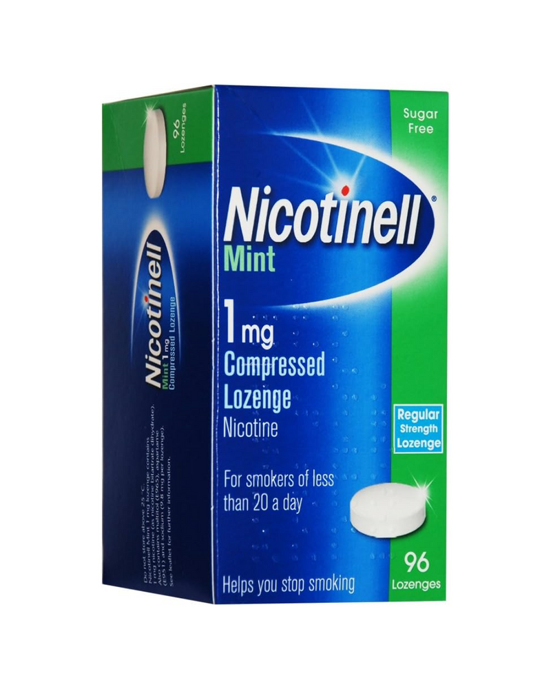 Nicotinell Mint compressed lozenge packaging on a white background 96