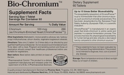 Pharma Nord Bio-Chromium ChromoPrecise 100ug - 60 Tablets Back