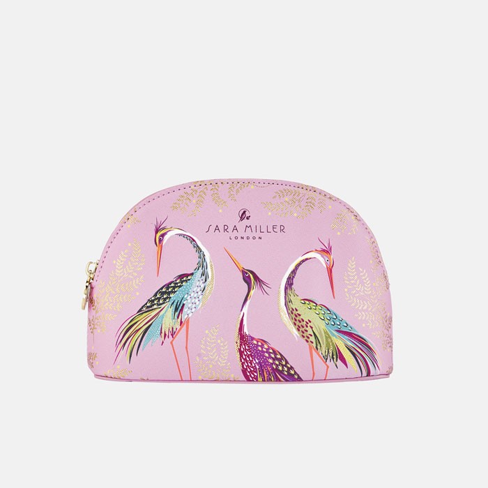 Sara Miller London Blossom Pink Dancing Cranes Small Cosmetic Bag