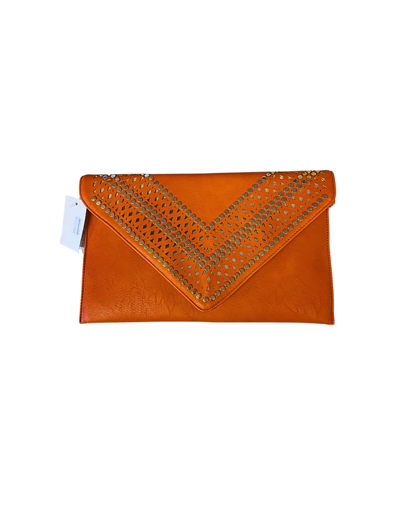 Rust Orange Gold Clutch Bag