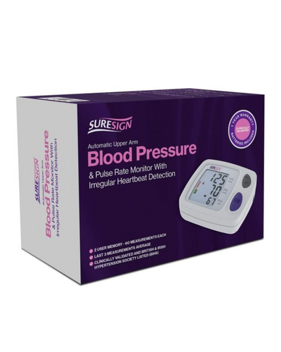 Suresign blood pressure monitor packaging on a white background