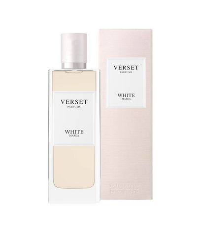 Verset White perfume bottle and packaging on a white background