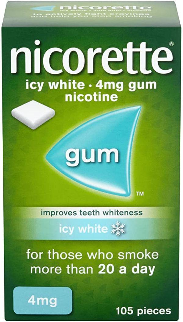 Nicorette 4mg Chewing Gum Icy White 105 Pieces