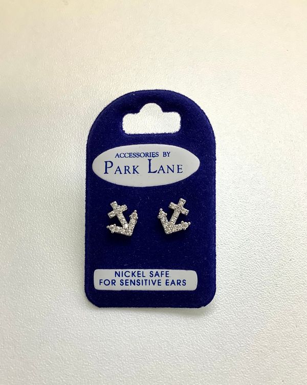 Park Lane Silver Diamonte Anchor Earrings