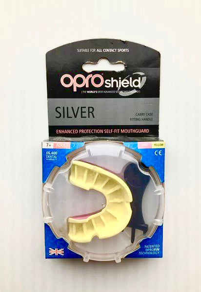 Opro Adult Mouthguard Silver Pink Yellow