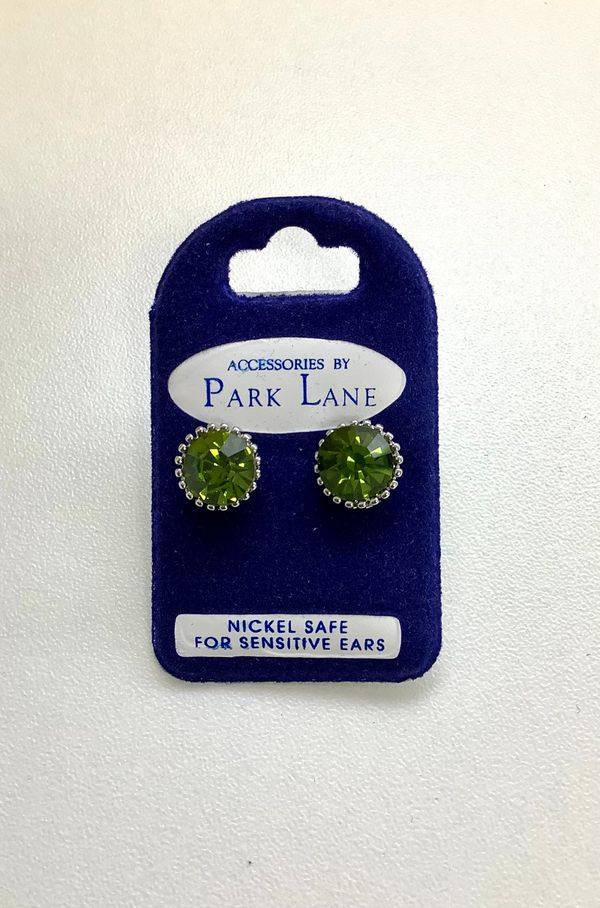 Park Lane Silver With Emerald Stud Earrings