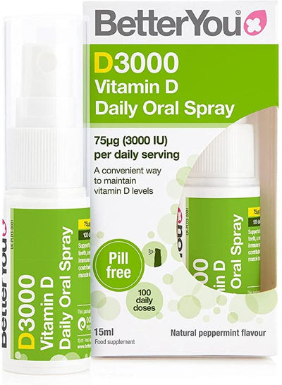 Better You Dlux 3000 Vitamin D Spray 15ml front packaging
