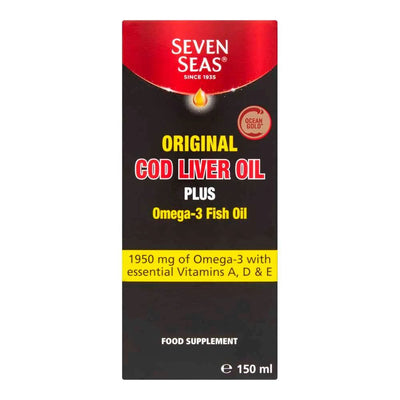Seven Seas Cod Liver Oil Original 150ml front packaging