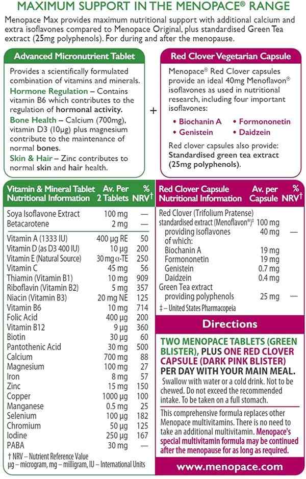 Vitabiotics Menopace Max During And After Menopause 84 Tabs