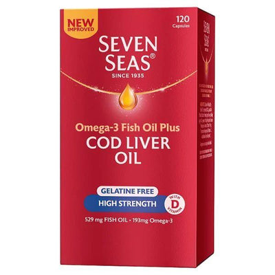 Seven Seas Cod Liver Oil Gelatine Free front packaging