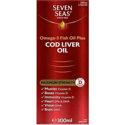 Seven Seas Pure Cod Liver Oil Max Strength 300ml packaging