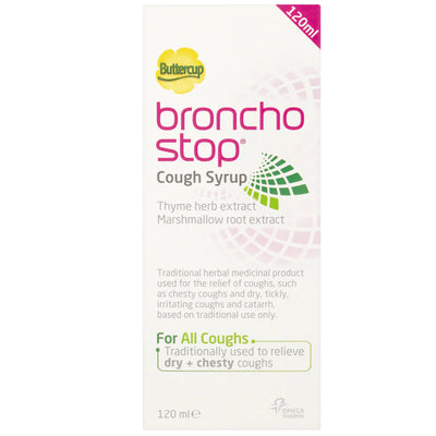 Buttercup Bronchostop Cough Syrup 120ml front packaging