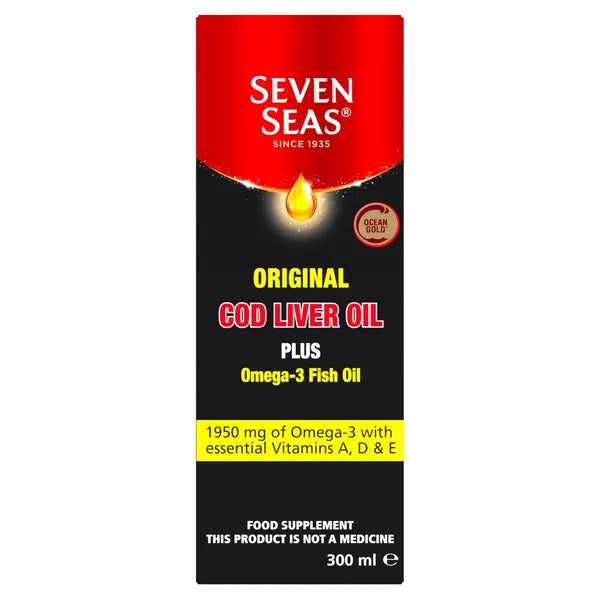 Seven Seas Original Cod Liver Oil Plus 300ml front packaging
