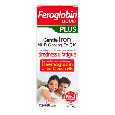 Vitabiotics Feroglobin Liquid Plus 200ml Image of front of packaging.